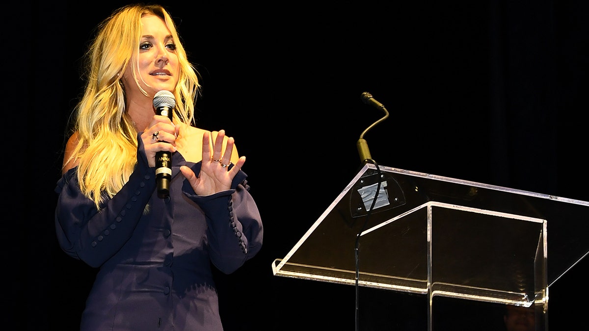 Actress Kaley Cuoco, the voice of the Harley Quinn, makes a special appearance during DC UNIVERSE's Titans World Premiere on Oct. 3, 2018 in New York City.