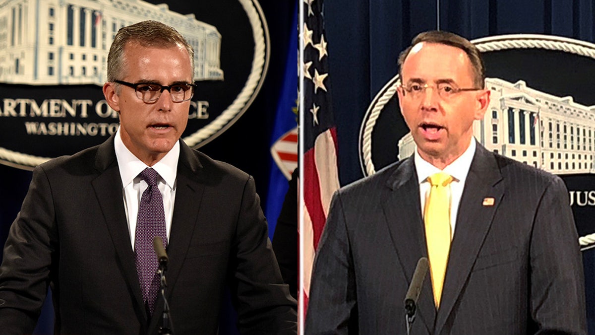 Former FBI Deputy Director Andrew McCabe and Deputy Attorney General Rod Rosenstein.