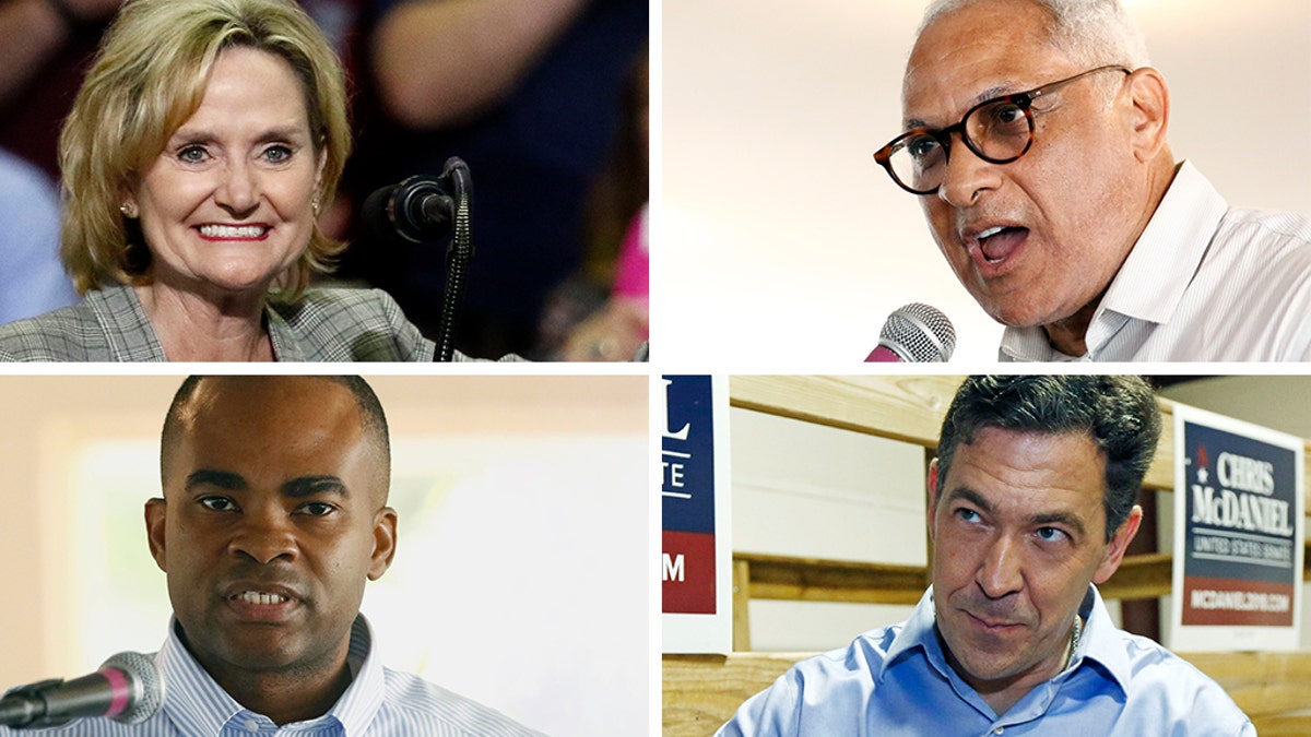 On Top U.S. Sen Cindy Hyde-Smith, R-Miss. (left) and Mike Espy, a former congressman and a former U.S. agriculture secretary. At the bottom Tobey Bernard Bartee and Chris McDaniel (AP)