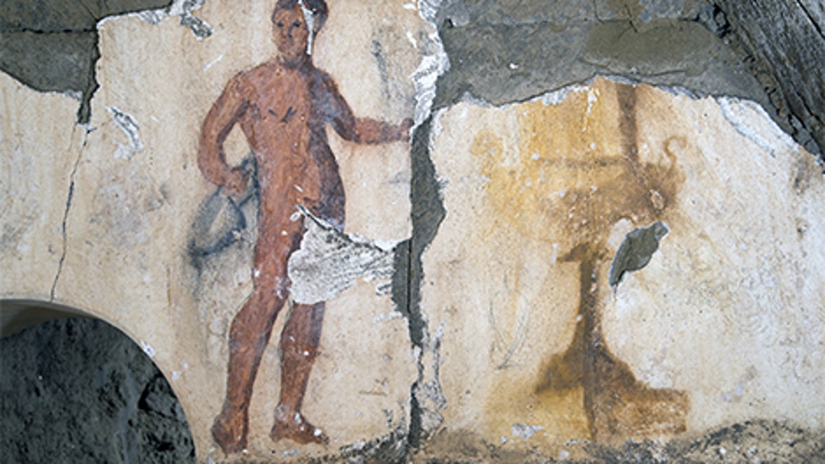The painting of the naked servant carrying a jug