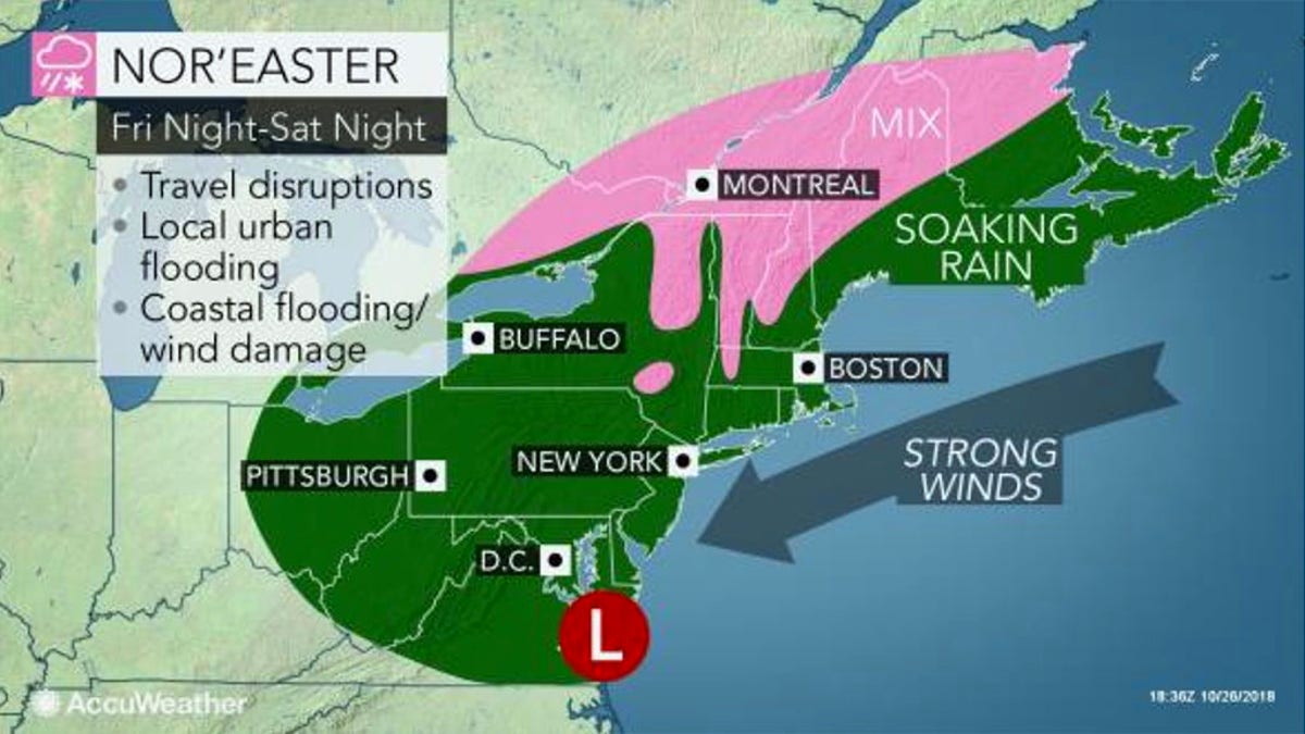 The National Weather Service issued a flash flood warning to parts of the East Coast, from northern New Jersey to southeastern Massachusetts.