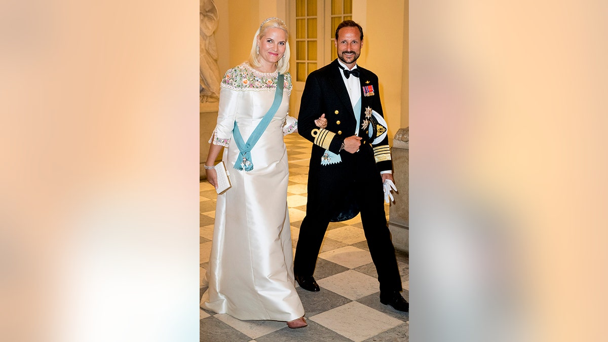Crown Prince Haakon and Crown Princess Mette-Marit during the gala banquet on the occasion of the Crown Prince's 50th birthday at Christiansborg Palace Chapel on May 26, 2018 in Copenhagen, Denmark. (Photo by Patrick van Katwijk/Getty Images)