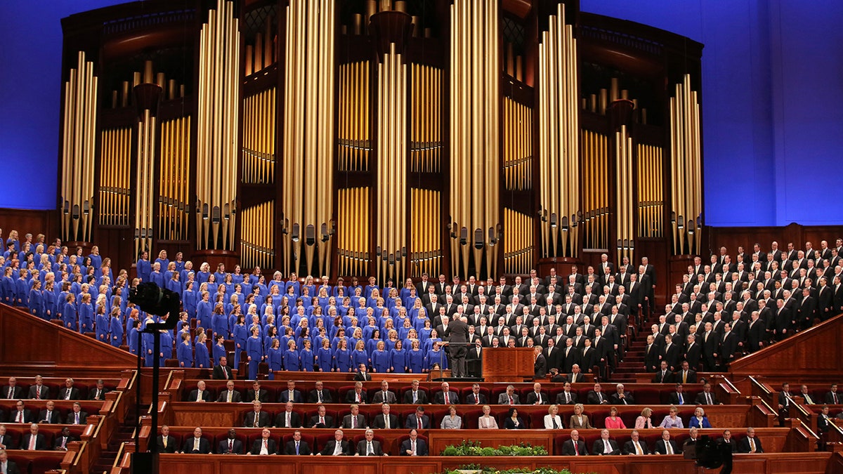FILE - In this March 31, 2018, file photo, The Mormon Tabernacle Choir perform during the twice-annual conference of The Church of Jesus Christ of Latter-day Saints, in Salt Lake City.