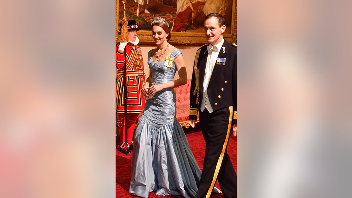 Catherine, Duchess of Cambridge was slammed on social media for her evening gown during a state banquet at Buckingham Palace on Oct. 23, 2018. (John Stillwell - WPA Pool/Getty Images)