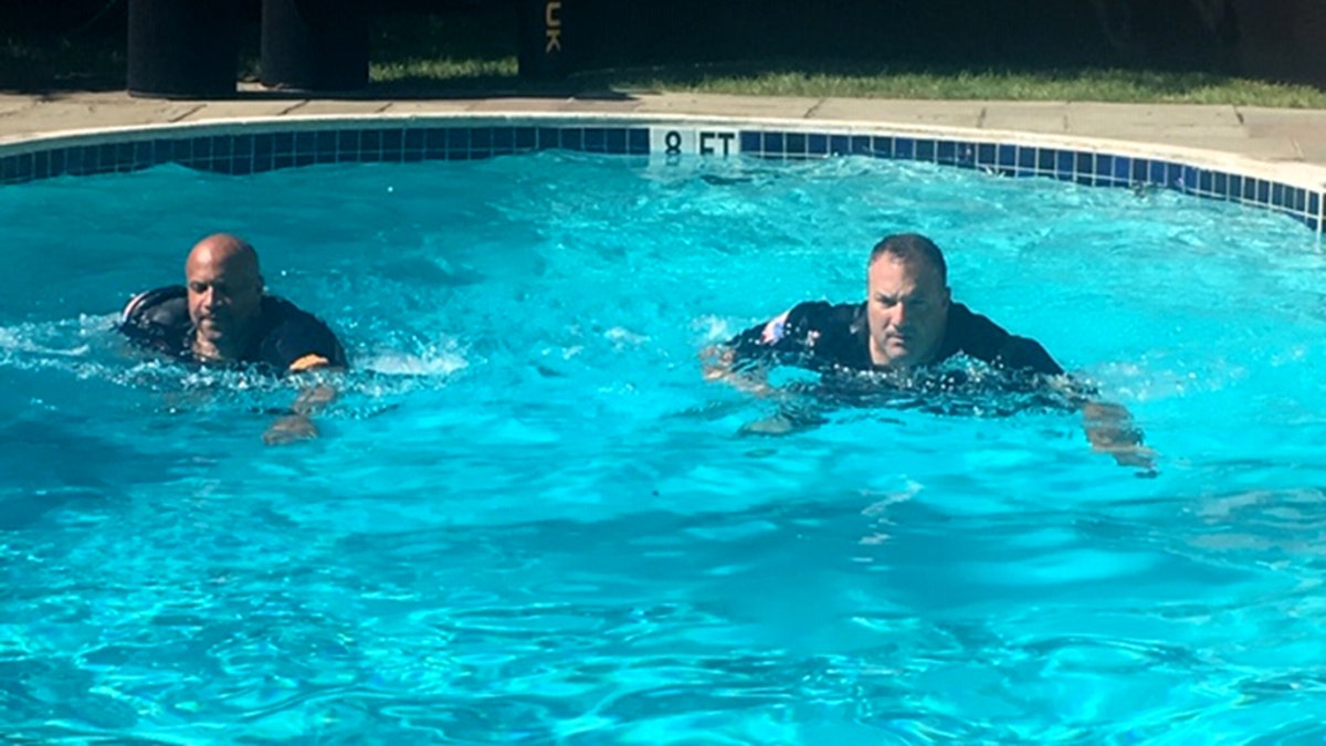 U.S. Marines Thad Ash (left) and Matt Matt Samnik (right) were among the first veterans to test ou the suits in Washington, D.C.
