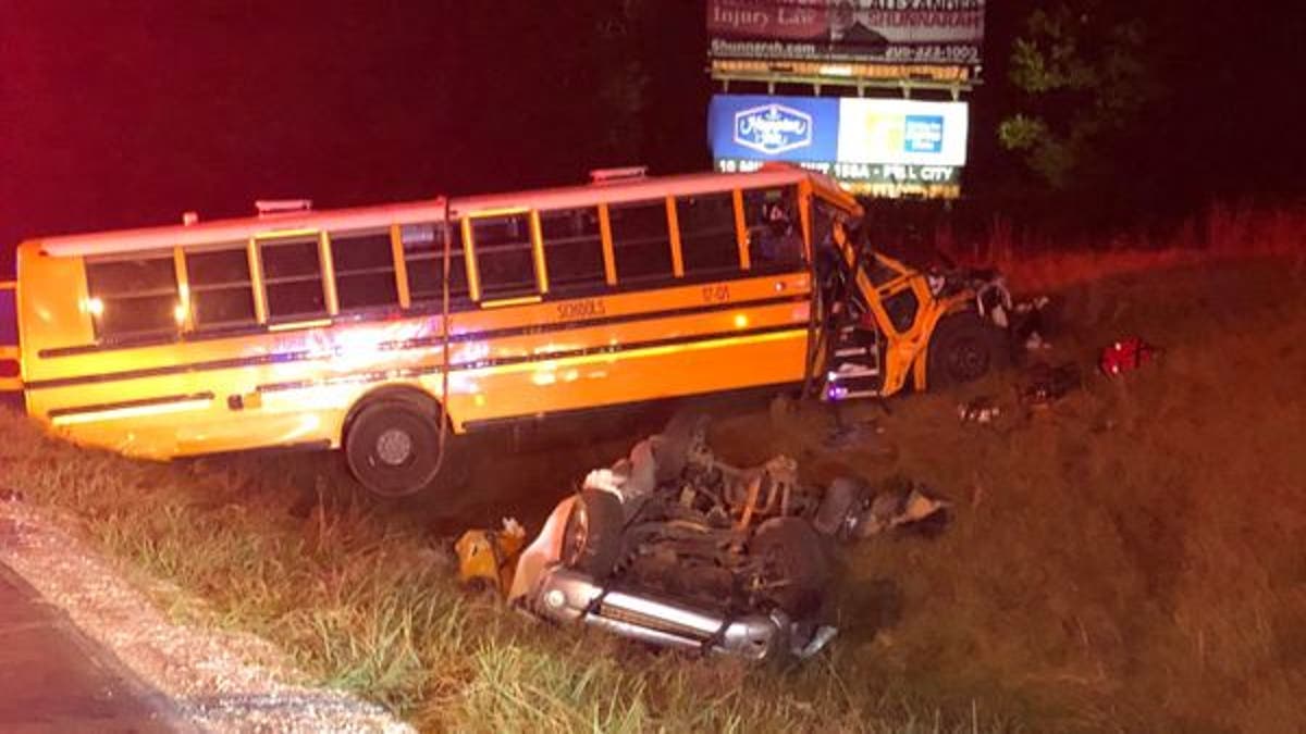 One person died, and 11 others were injured Tuesday night when a truck collided with a school bus full of kids on an interstate in Alabama.