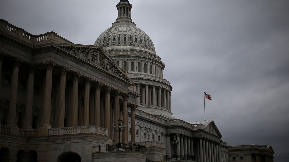 Clouds fill the sky in front of the U.S. Capitol on Oct. 7, 2013 in Washington, D.C. (Getty Images)