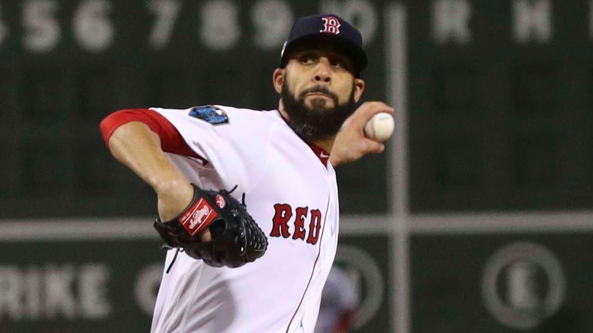 Boston Red Sox starting pitcher David Price throws during the first inning of Game 2 of the World Series baseball game against the Los Angeles Dodgers Wednesday, Oct. 24, 2018, in Boston. (Associated Press)