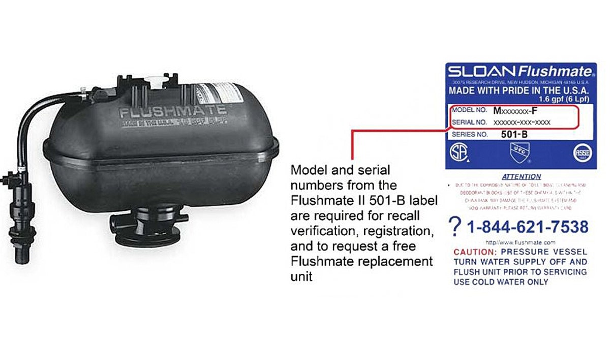 Flushmate is asking consumers to check the model and serial number of their Flushmate units to see if their is one of the recalled models.