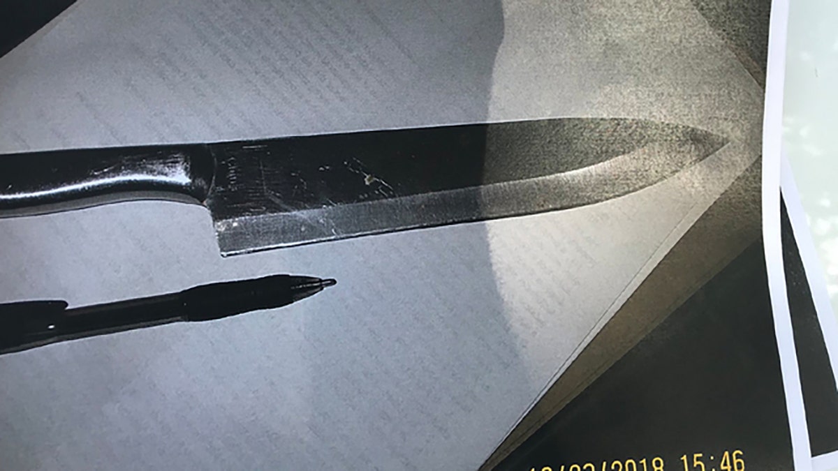 A butcher knife was located on one of the students when they were searched in the school office.