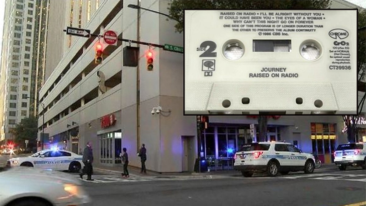 A suspicious package call at Duke Energy Building in Charlotte prompted a brief evacuation and street closures. It turned out to be a parcel containing a Journey cassette tape (not pictured). 