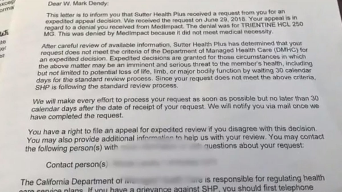 Dendy said without the medication, he will "die a slow death."