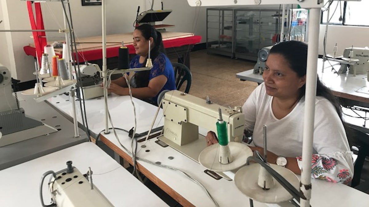 Mothers Diana Gualteros, 33 and Lucelly Foreno, 44 have taken advantage of the emerald mining resurgence to start their own sewing shop