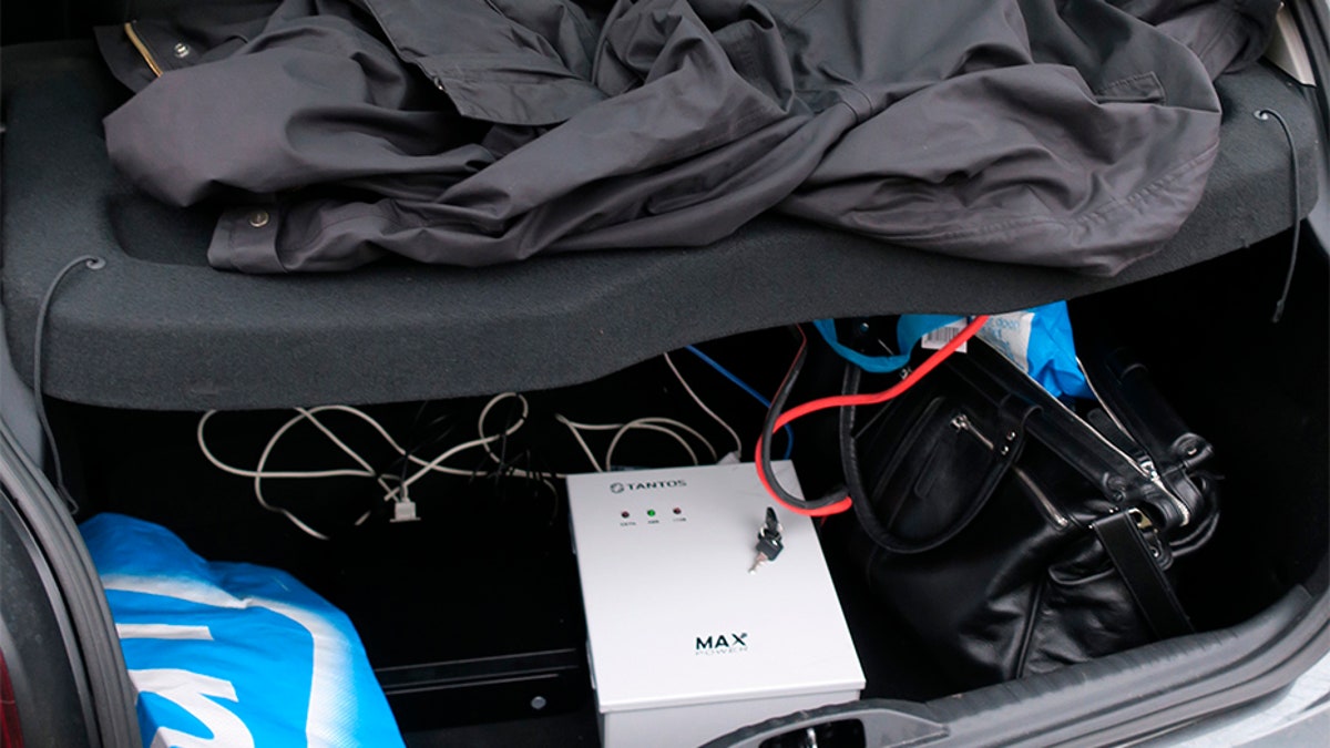 The back of a rental car filled with hacking equipment belonging to four Russians who were arrested in the Netherlands in April.