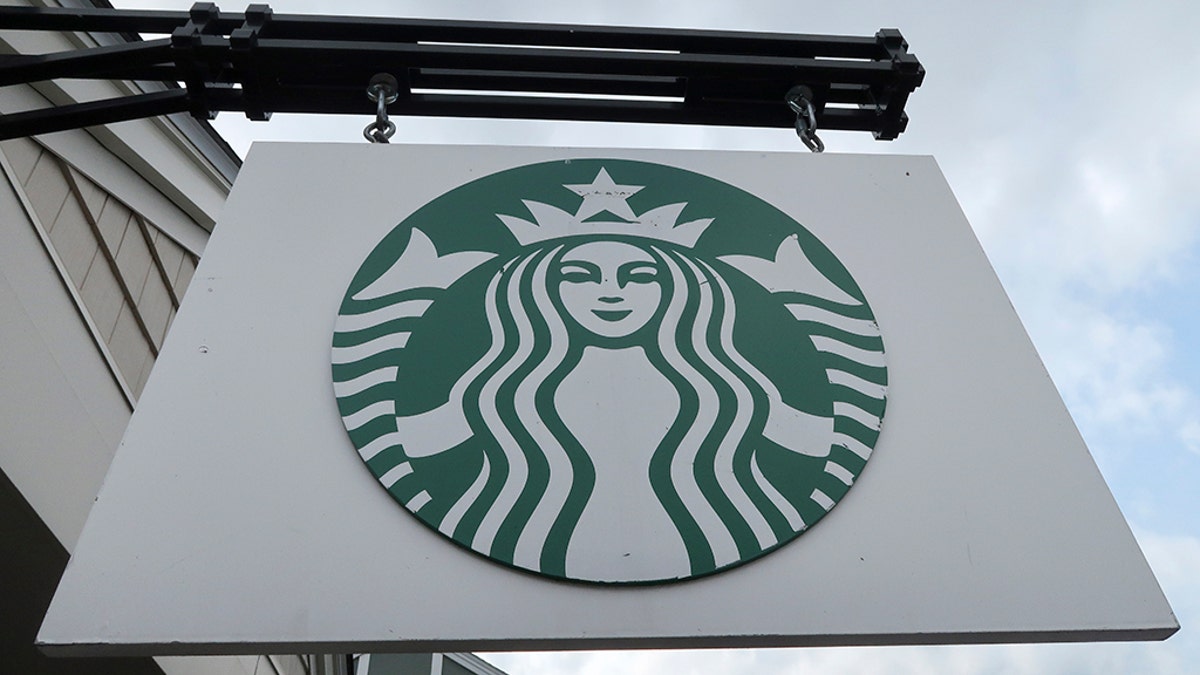 A Starbucks sign hangs in front of a store in Central Valley, N.Y., on Aug. 26, 2018. (Getty Images)