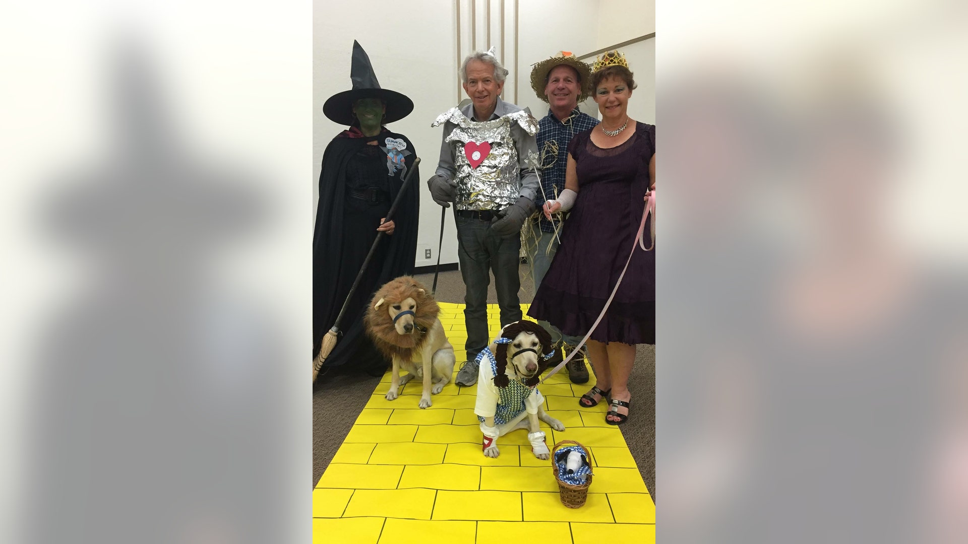 Because, because, because, because, because … of the wonderful things these dogs do! Puppies-in-training Digby went as a lion, while Gabby went as Dorothy down the Yellow Brick Road.