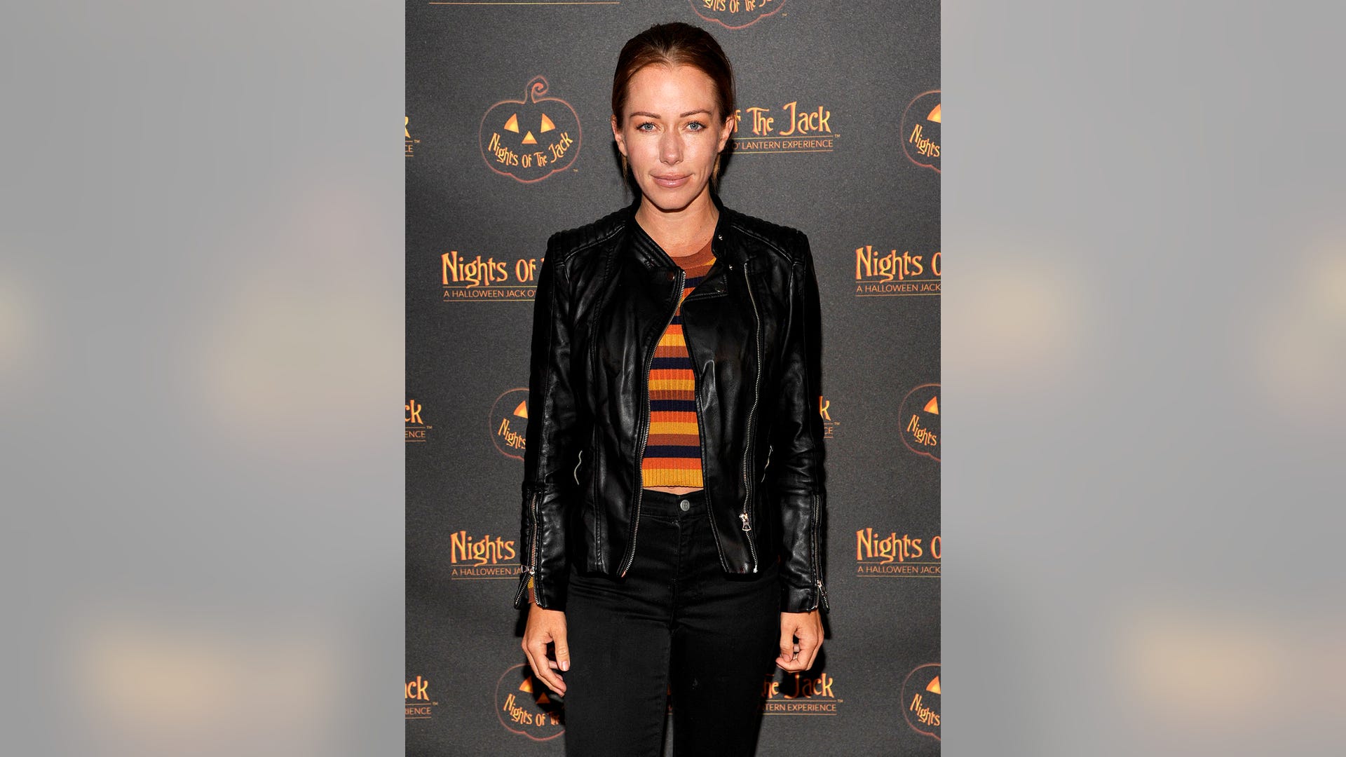 Kendra Wilkinson is ready for Halloween as she steps out in black-and-orange attire for the "Nights of the Jack" launch at King Gillette Ranch  in Calabasas, Calif. on October 10, 2018.  