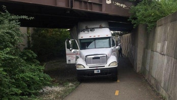 Truck driving on Ohio bike path hits multiple bridges, gets stuck: police