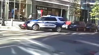 Dashcam catches police officer smashing into alleged moped thief