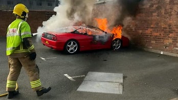 Fire engulfs Ferrari left in parking lot