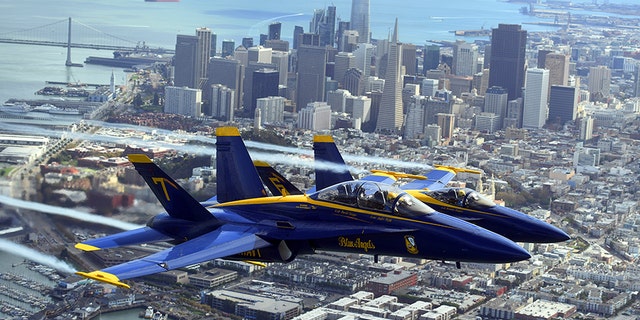 The Blue Angels' scheduled show in San Francisco, California, for Fleet Week was canceled Sunday due to weather conditions.