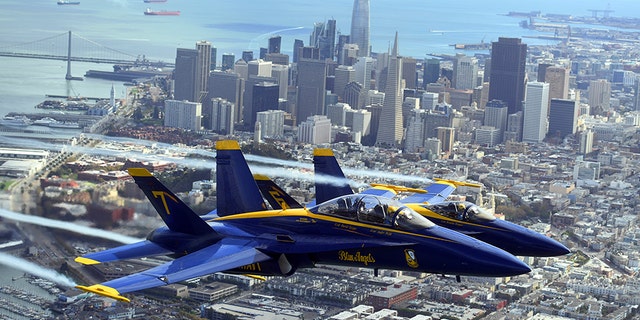 The Blue Angels' scheduled show in San Francisco, California, for Fleet Week was canceled Sunday due to weather conditions.