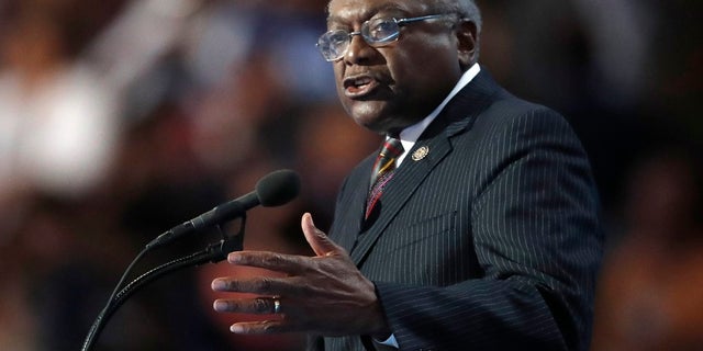 FILE - Rep. James Clyburn, D-SC, speaks during the final day of the Democratic National Convention in Philadelphia.