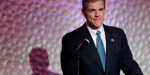 Republican congressional candidate Jay Webber speaks at a reception in Wayne, N.J.