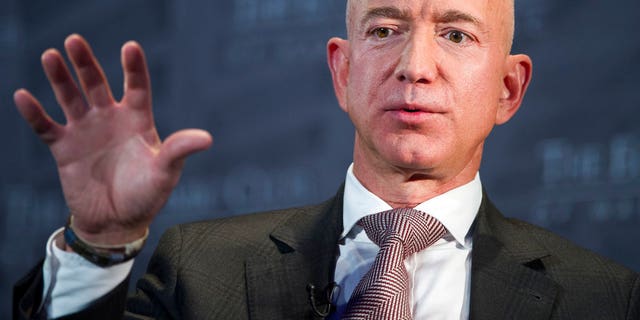 Jeff Bezos, Amazon founder and CEO, speaks at The Economic Club of Washington's Milestone Celebration in Washington.