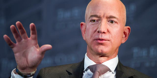 Jeff Bezos, Amazon founder and CEO, speaks at The Economic Club of Washington's Milestone Celebration in Washington.