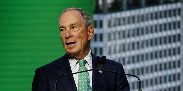 FILE - In this Sept. 13, 2018, file photo, Michael Bloomberg, the UN Secretary-General's Special Envoy for Climate Action, speaks during the plenary session of the Global Action Climate Summit in San Francisco. (AP Photo/Eric Risberg, File)