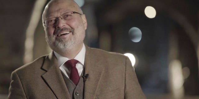 FILE: Saudi writer Jamal Khashoggi speaking during an interview at an undisclosed location.