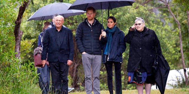 Prince Harry mentioned Duchess Meghan's growing baby bump while thanking fans in New Zealand.
