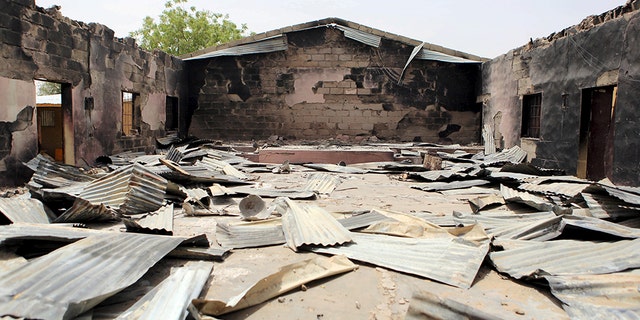 General view of a church that residents say was burned by Boko Haram militants is seen in Damasak March 24, 2015. Boko Haram militants have kidnapped more than 400 women and children from the northern Nigerian town of Damasak that was freed this month by troops from Niger and Chad, residents said on Tuesday.