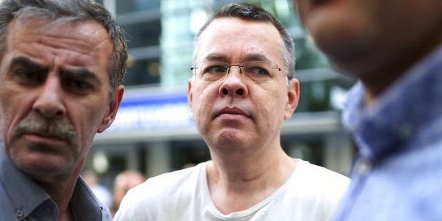 Andrew Brunson, an evangelical pastor from Black Mountain, N.C., is placed under house arrest in Izmir, Turkey, on July 25, 2018. (AP Photo/Emre Tazegul)