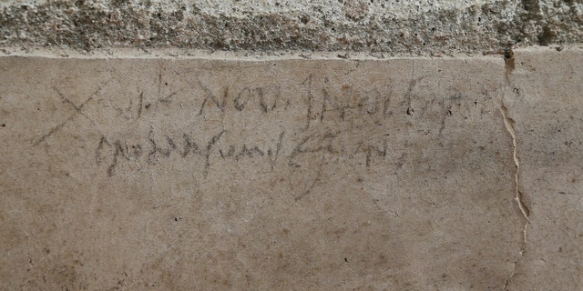 The writing, which indicates that the ancient eruption of Mount Vesuvius occurred on Oct. 24 79 AD.