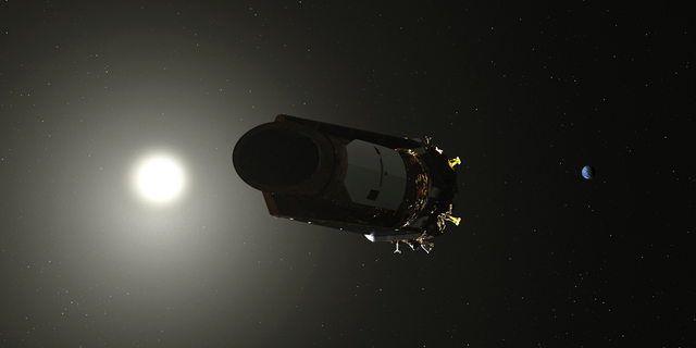This illustration made available by NASA shows the Kepler Space Telescope. As of October 2018, the planet-hunting spacecraft has been in space for nearly a decade. (NASA via AP)