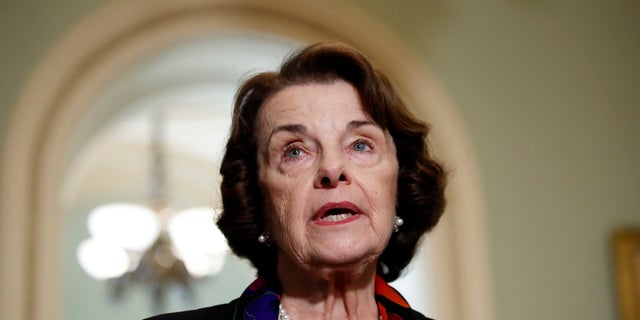 Senate Judiciary Committee Ranking Member Sen. Dianne Feinstein, D-Calif., speaks to the media about the FBI report on sexual misconduct allegations against Supreme Court nominee Brett Kavanaugh, on Capitol Hill, Thursday, Oct. 4, 2018 in Washington. (AP Photo/Alex Brandon)