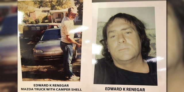 Edward Keith Renegar drove a red 1984 B2200 Mazda Pickup with a white camper shell, according to police. He also drove a mustard yellow, long-wheel base Ford pickup, a small gray car, and a Ford LTD.