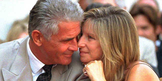 James Brolin and his singer-actress wife Barbra Streisand, 74, share a tender moment during the Hollywood Walk of Fame ceremony for Brolin.