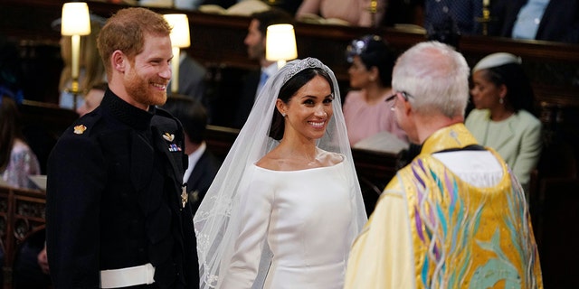 Prince Harry and Meghan Markle at their royal wedding in May 2018.