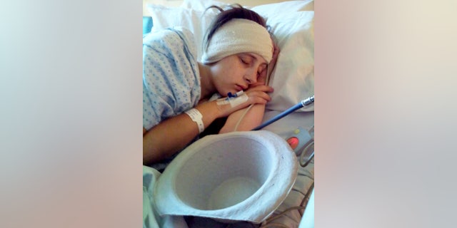 Jodie Baitson-Horrocks, 24, was born with a rare condition that causes the lower part of the brain to drop into the spinal canal but was only diagnosed this year.