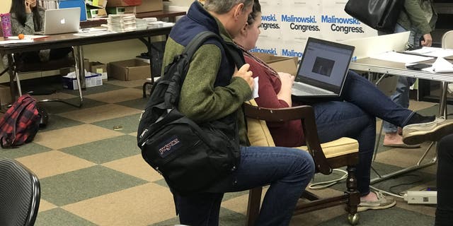 Democrat candidate Tom Malinowski at headquarters in Martinsville, NJ.