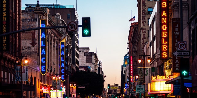 Los Angeles downtown by night.