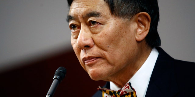 University of Maryland president Wallace Loh speaks at a news conference following the board of regents' recommendation that football head coach DJ Durkin retain his job, Tuesday, Oct. 30, 2018, in Baltimore. Durkin has been on paid administrative leave since August, following the death of a player who collapsed during practice and an investigation of bullying by the Maryland coaching staff. (AP Photo/Patrick Semansky)
