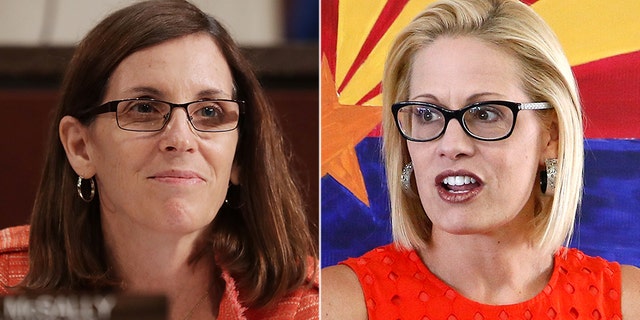 Whether Republican Martha McSally (left) or Democrat Kyrsten Sinema (right) wins the Senate race, history will be made. Arizona has never elected a female senator to the state.