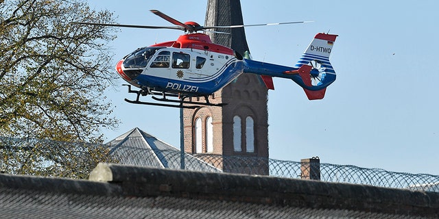 A helicopter carrying Mounir el-Motassadeq takes off from the prison in Hamburg.