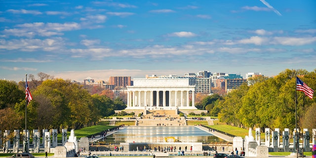 Lincoln memorial and pool in Washington DC, USA