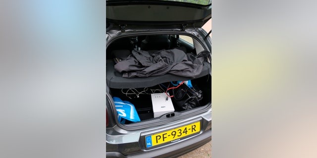 In this image released by the Dutch Defense Ministry, the trunk of a car filled with hacking equipment belonging to four Russian officers of the GRU.