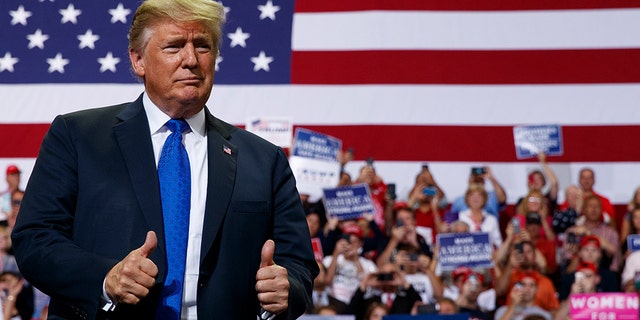 President Trump at a 2018 Mississippi rally..